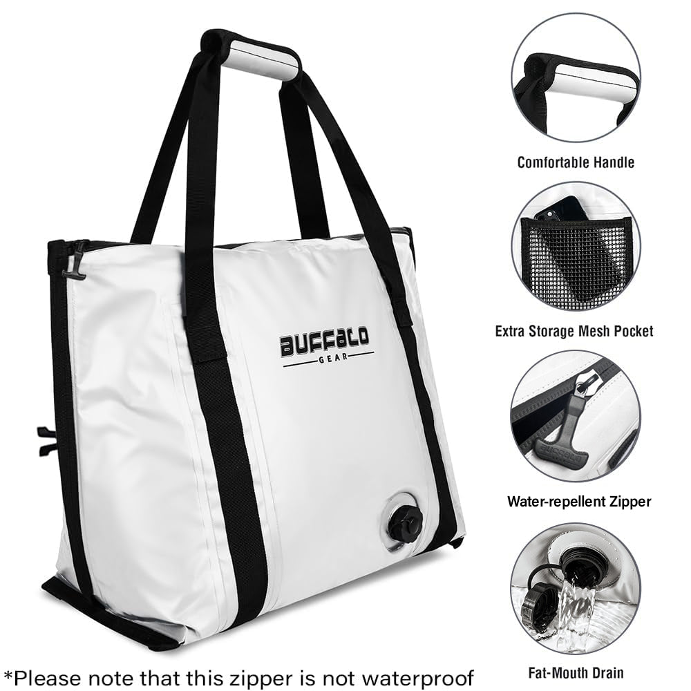Buffalo Gear 37QT Fish Cooler Bag – Flat Bottom, Leakproof - Taylor Holler Tackle Co.