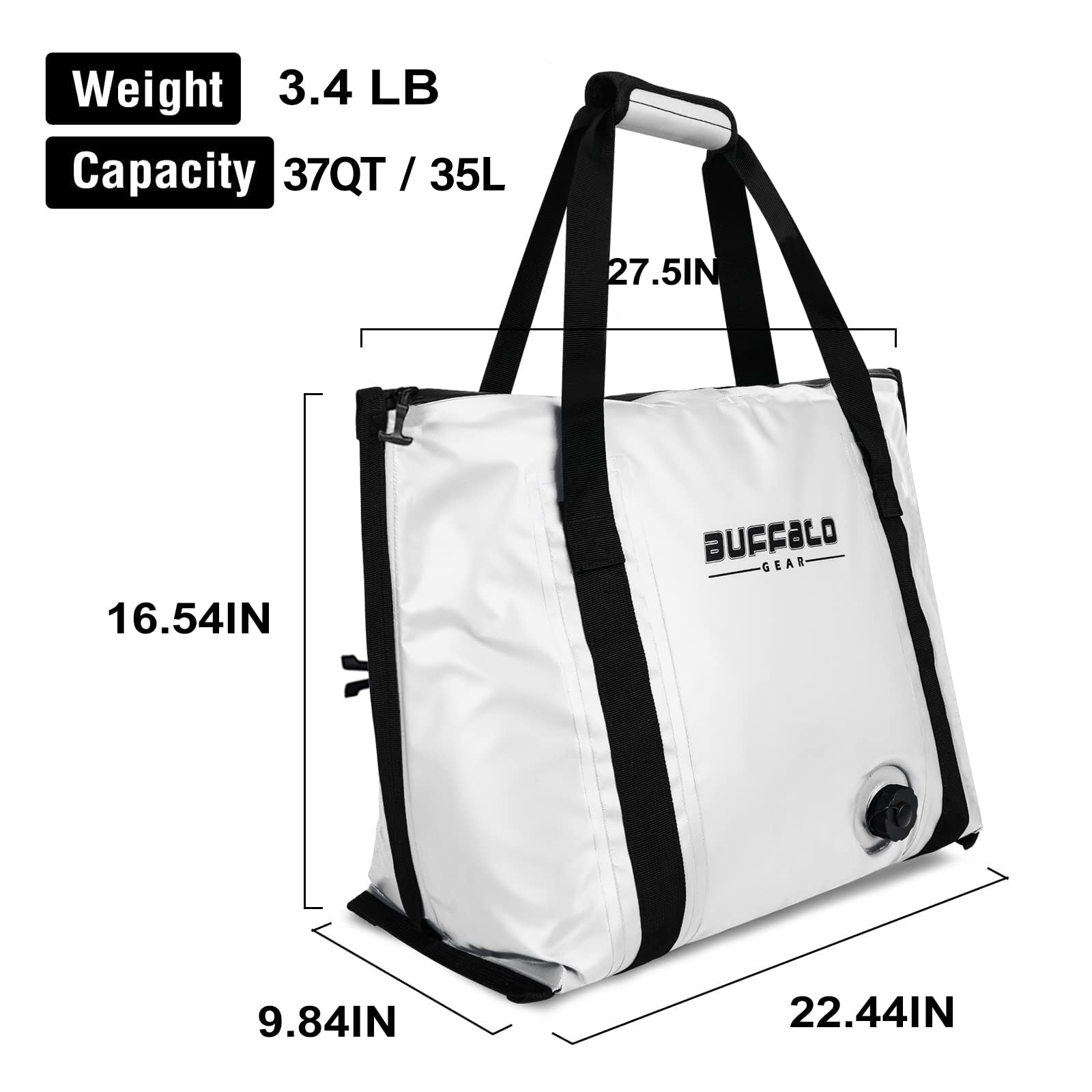 Buffalo Gear 37QT Fish Cooler Bag – Flat Bottom, Leakproof - Taylor Holler Tackle Co.