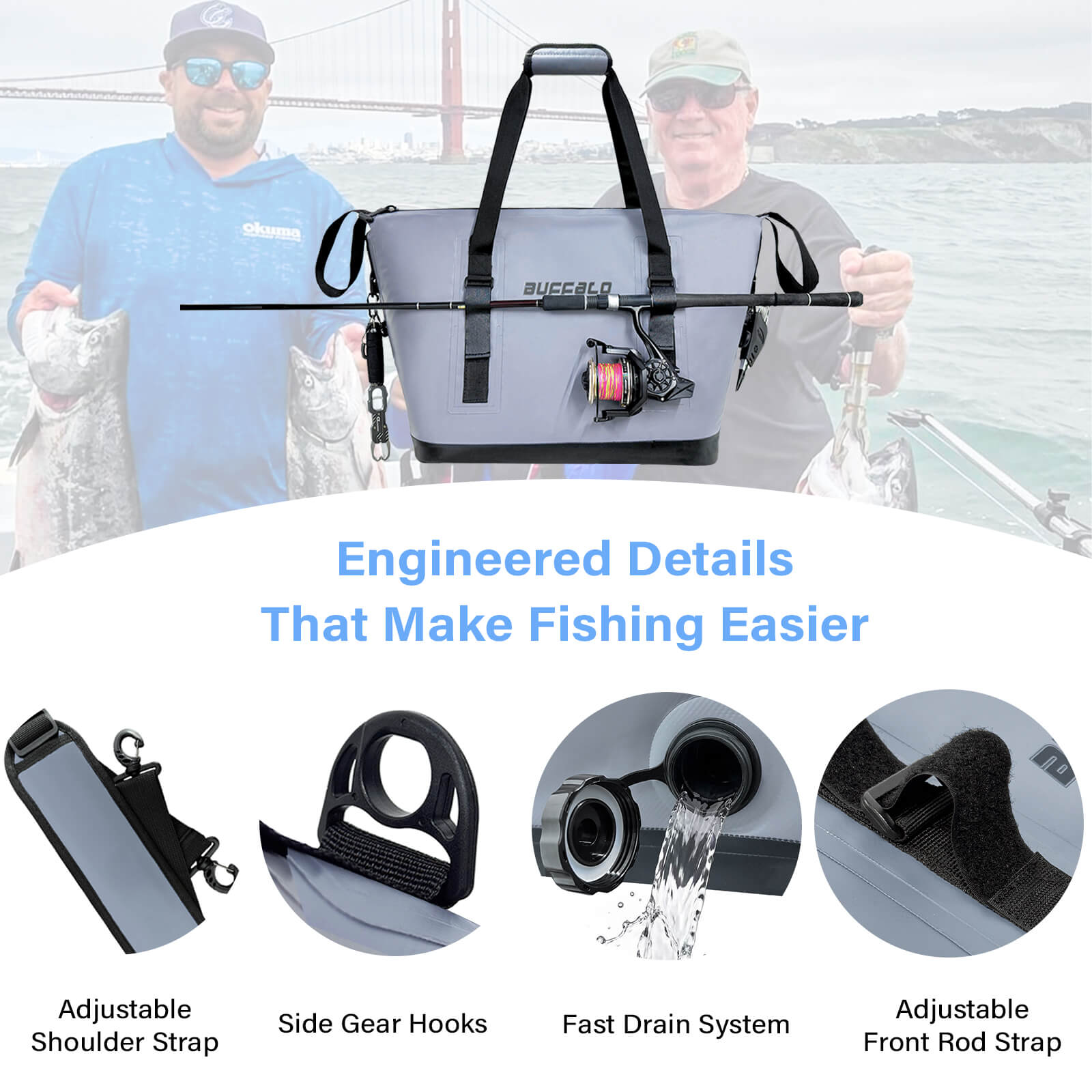 37QT Fish Cooler Bag With Fishing Rod Holder - Taylor Holler Tackle Co.