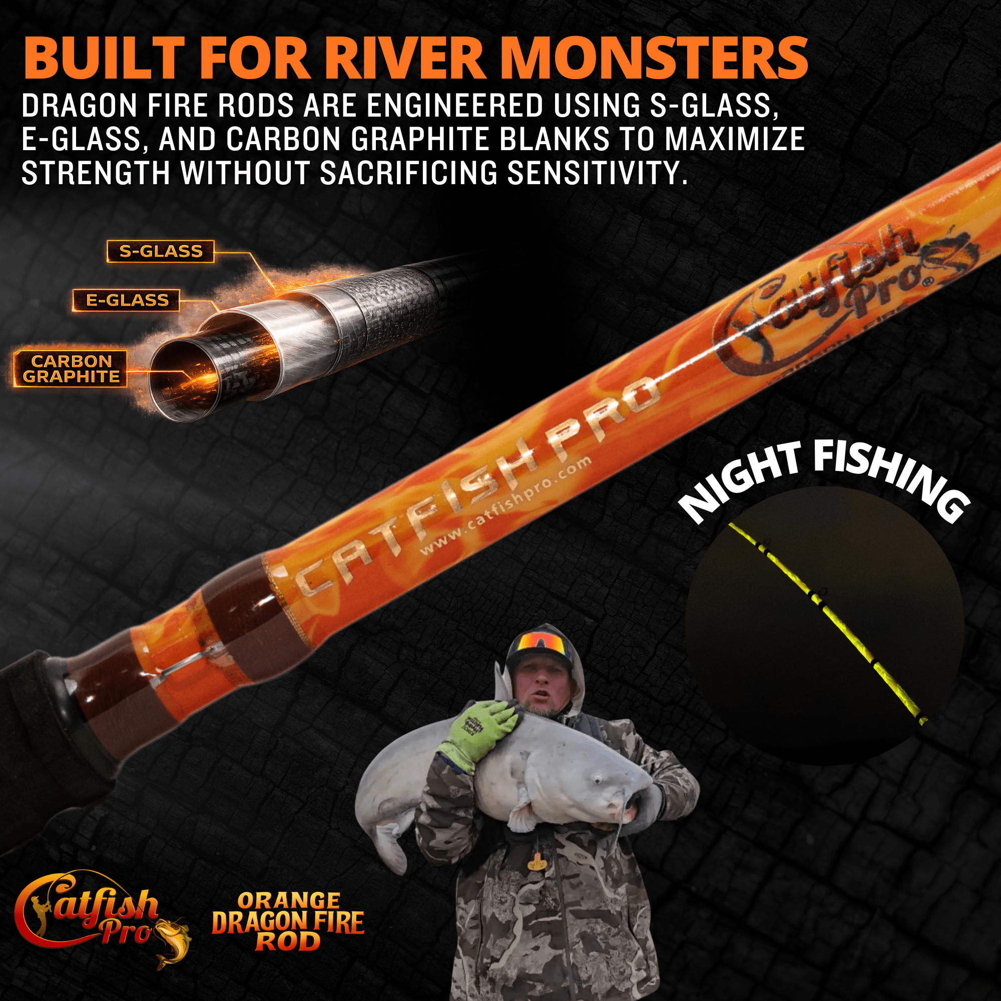 Orange Dragon Fire Casting Glow Rod - Taylor Holler Tackle Co.